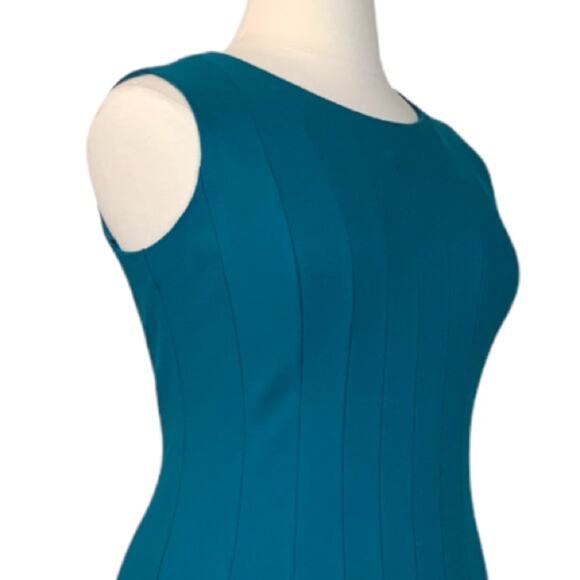 Lands’ End Teal Green/Blue Seamed Sleeveless Fit Flare Ponte Dress Size 14 - Picture 6 of 11